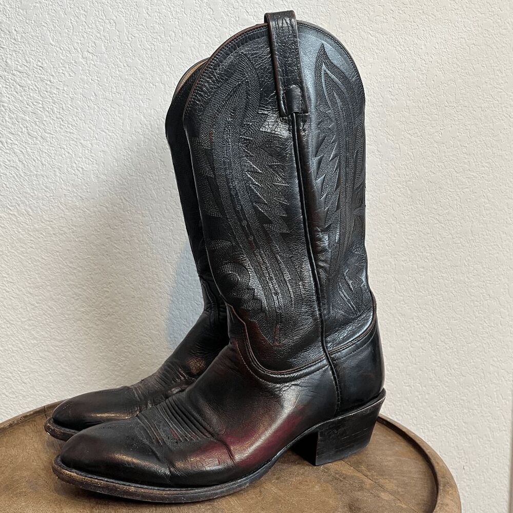 Lucchese 2000 Cowboy Western Boots Exotic Kangaroo Black Cherry Men's Size 9